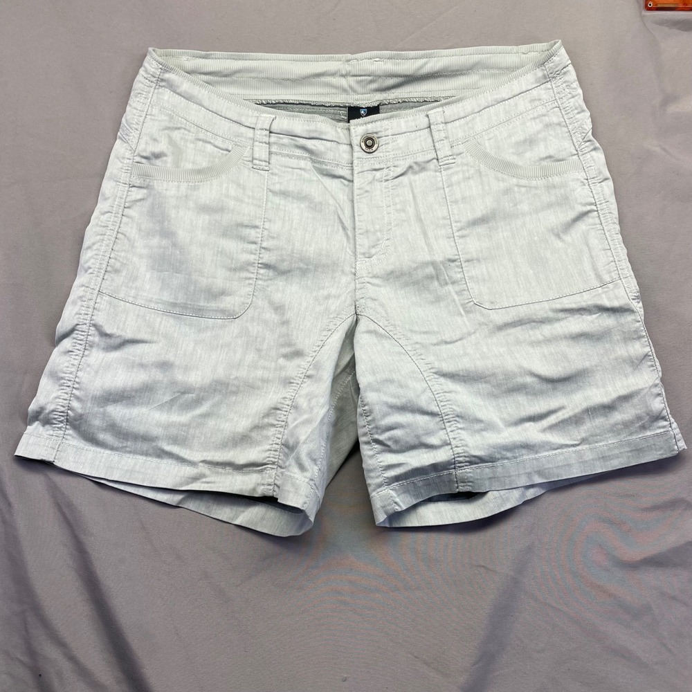 Kuhl Womens Light Gray Herringbone Hiking Utility Shorts Outdoor Trekking Cargo